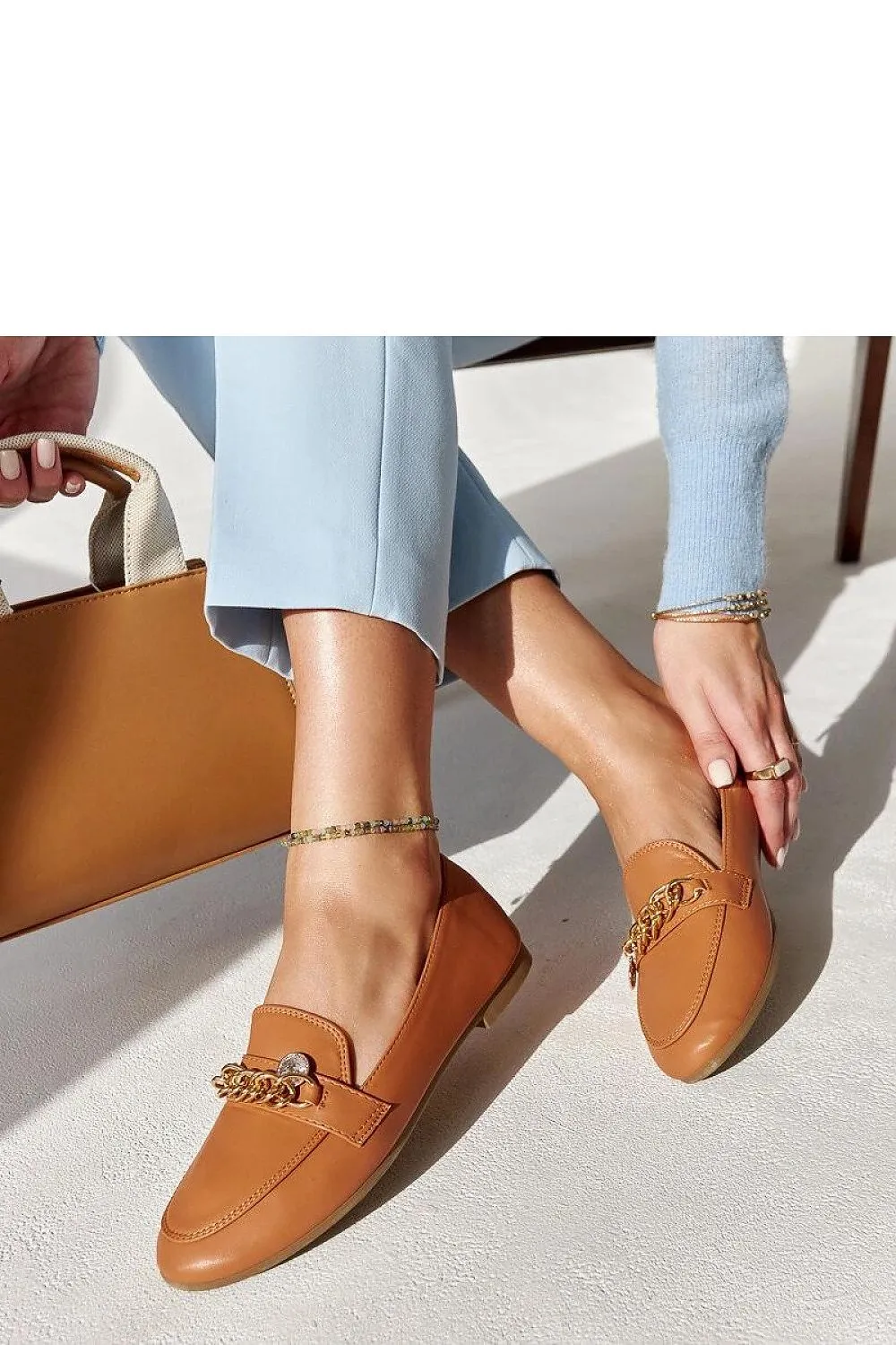 Elegant navy-blue moccasins
