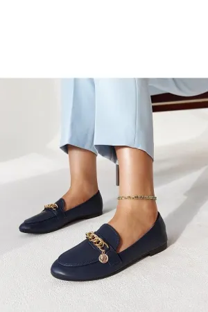 Elegant navy-blue moccasins