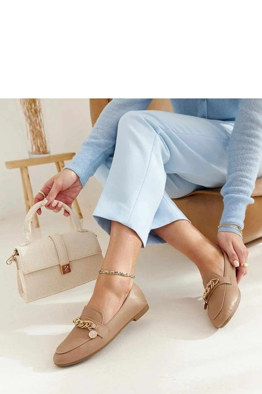 Elegant navy-blue moccasins
