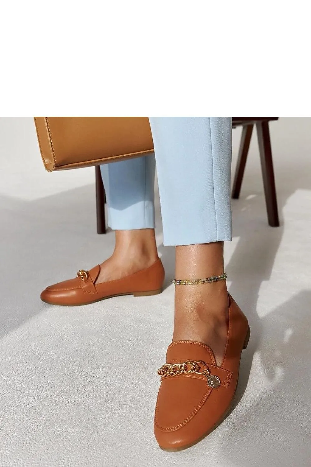 Elegant navy-blue moccasins