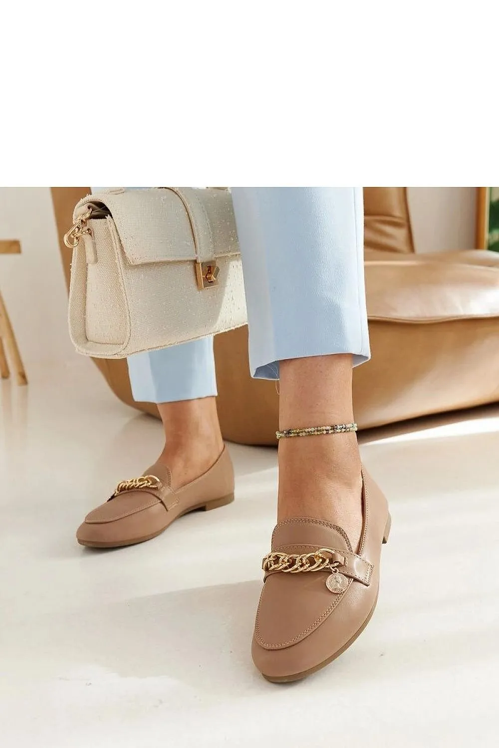 Elegant navy-blue moccasins