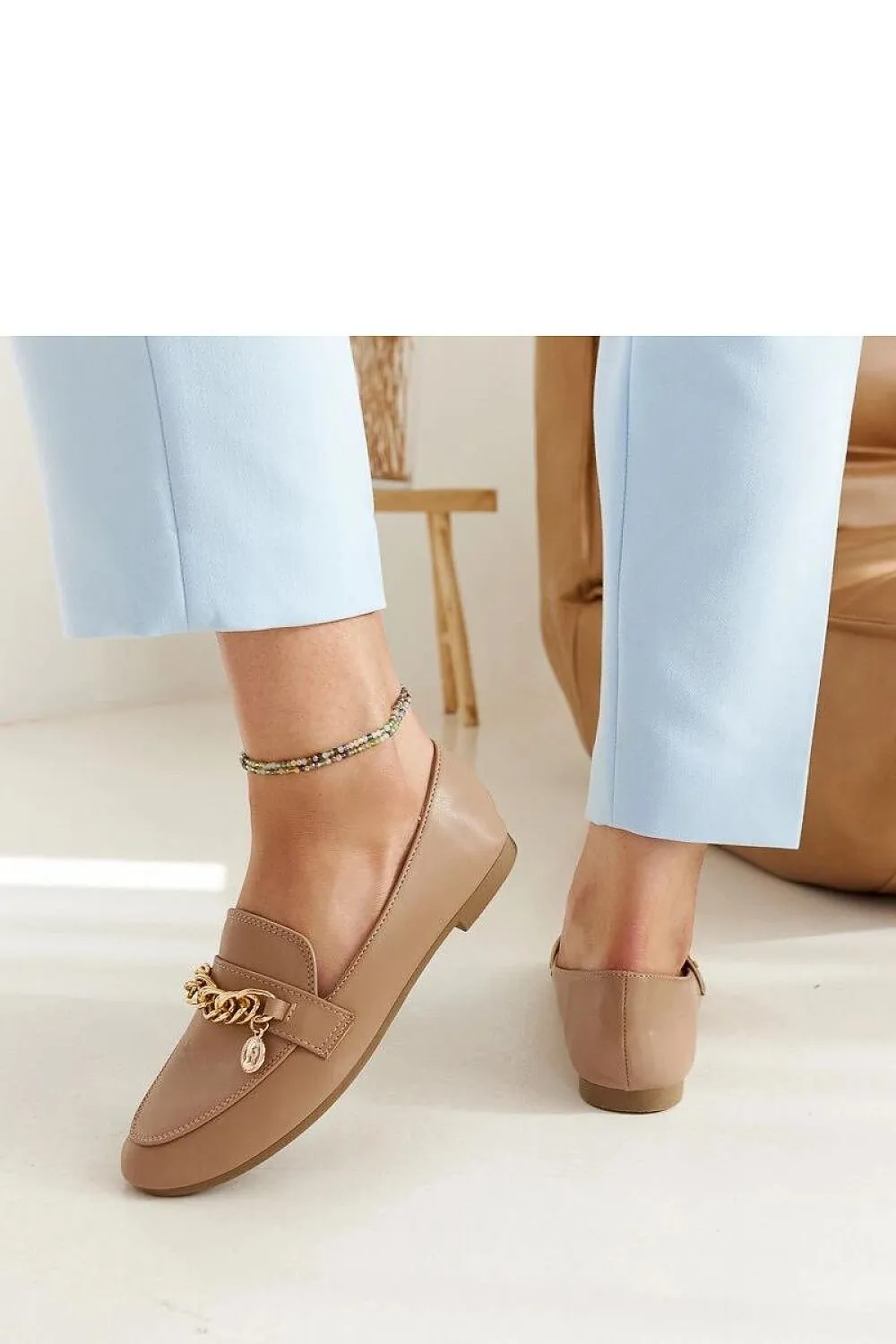 Elegant navy-blue moccasins