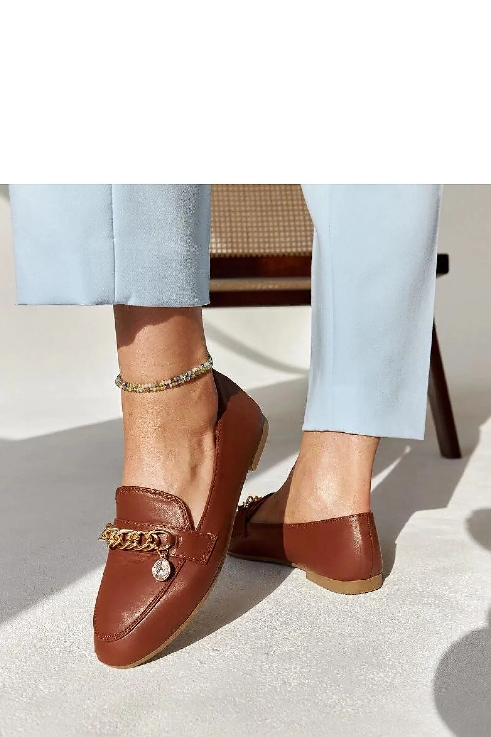 Elegant navy-blue moccasins