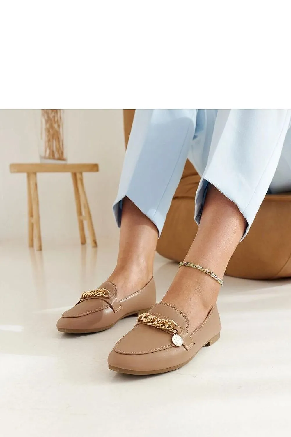 Elegant navy-blue moccasins