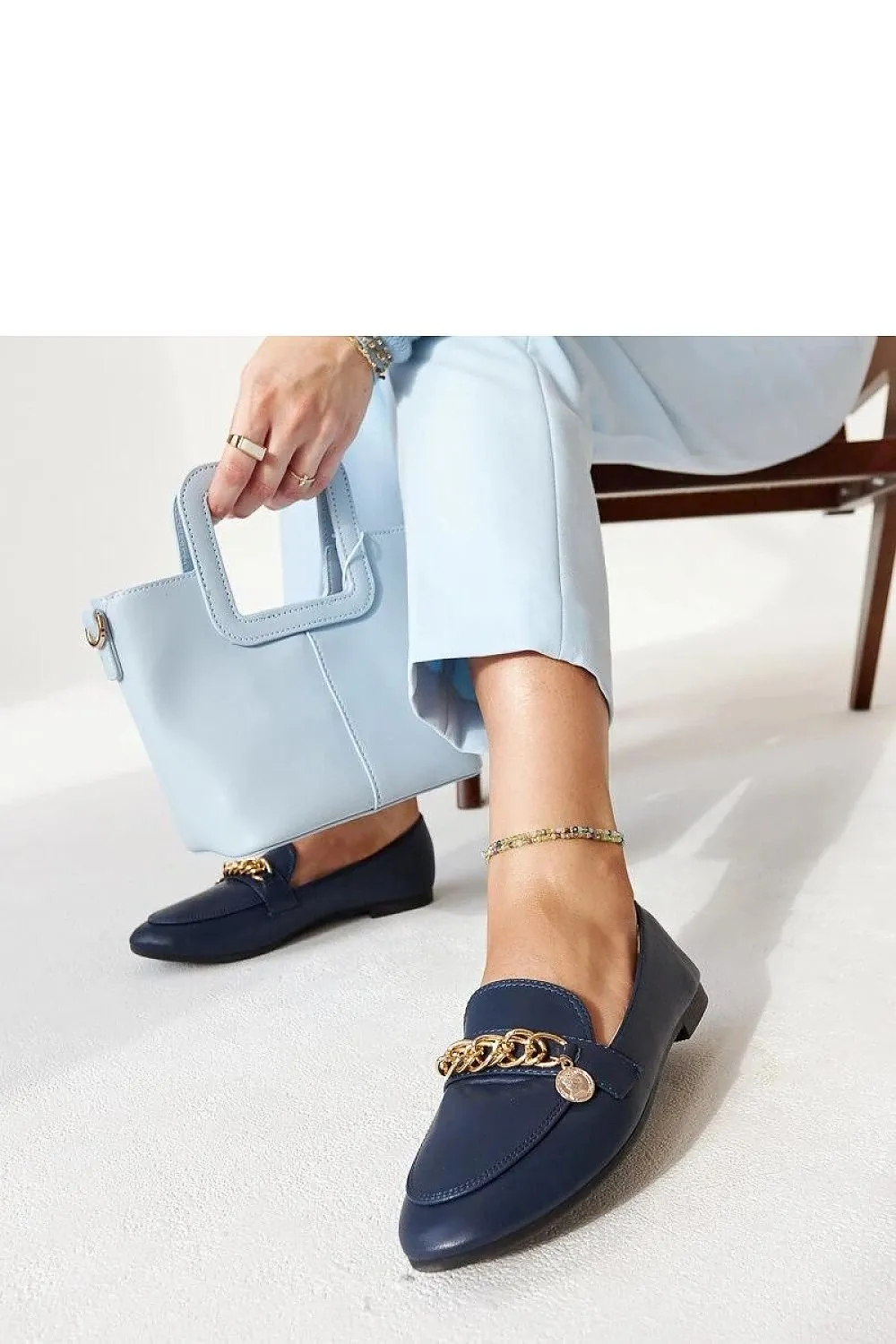 Elegant navy-blue moccasins