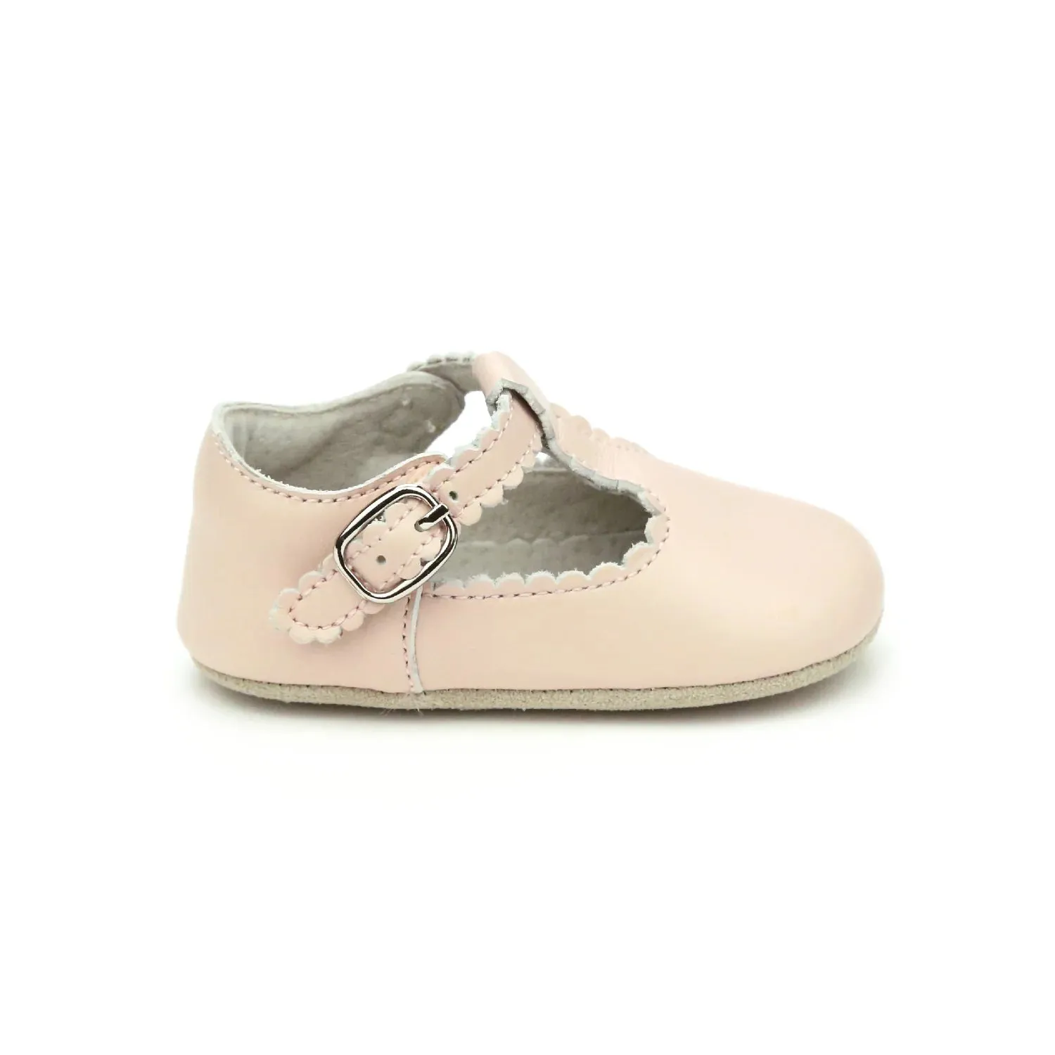 Elodie Scalloped Crib T-Strap - Pink