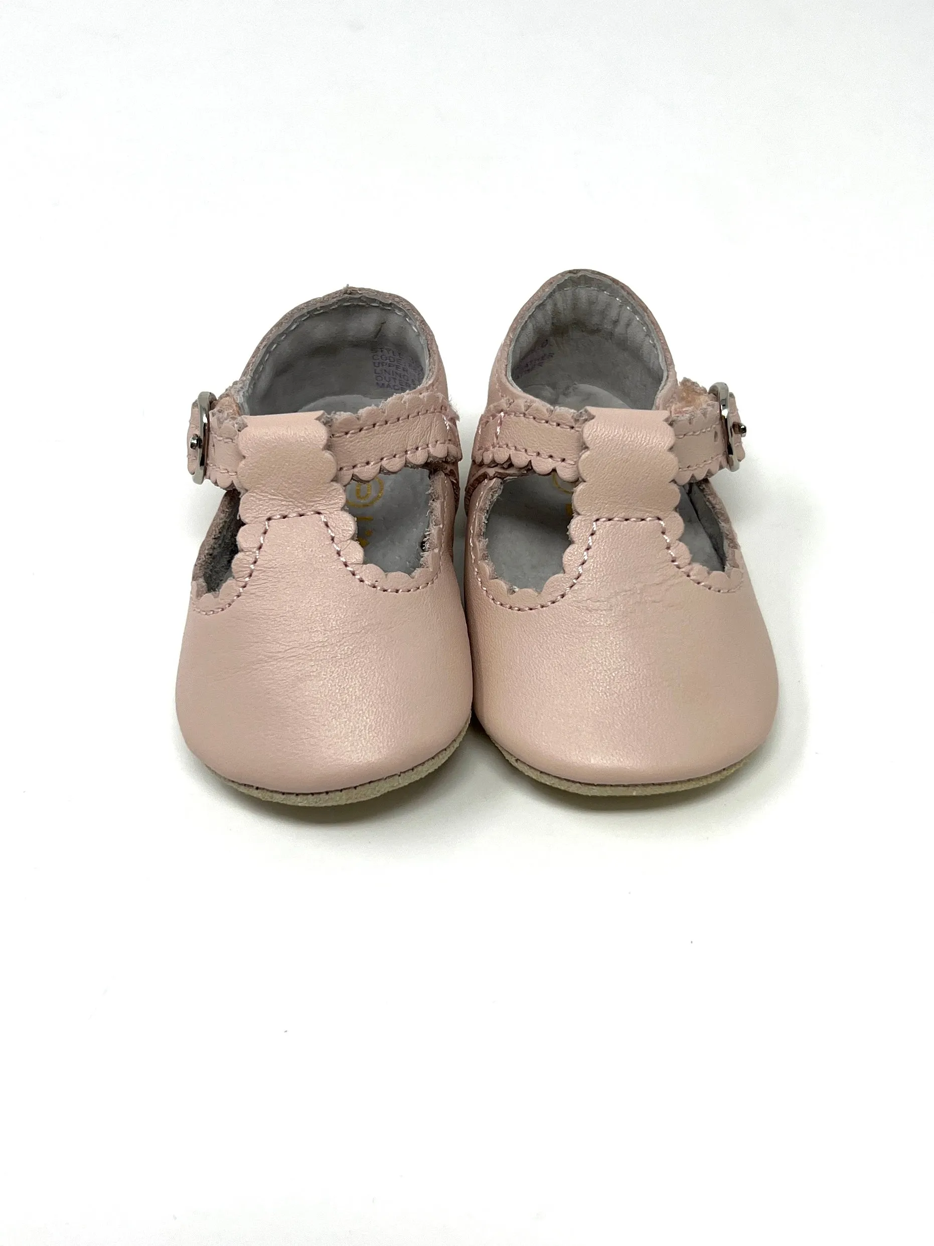 Elodie Scalloped T-Bar Crib Mary Jane - Pink