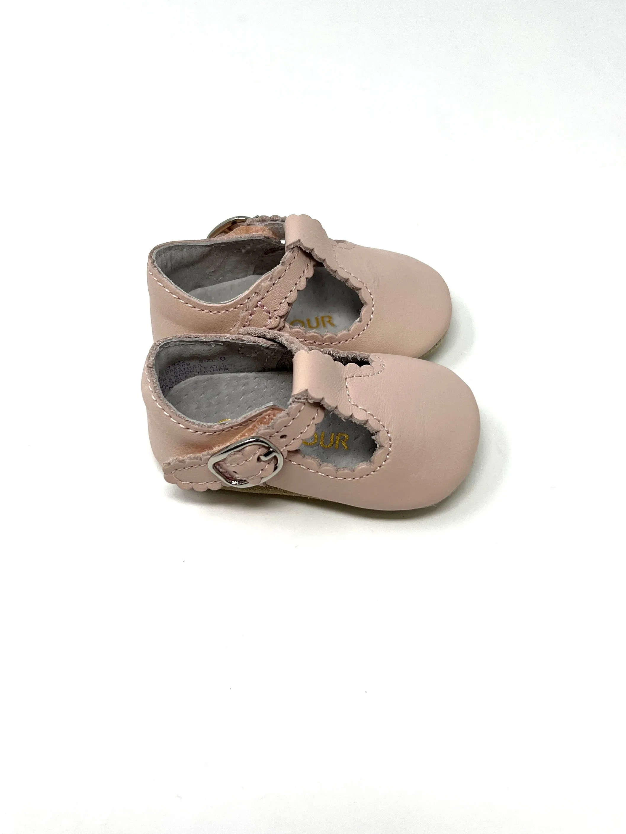 Elodie Scalloped T-Bar Crib Mary Jane - Pink