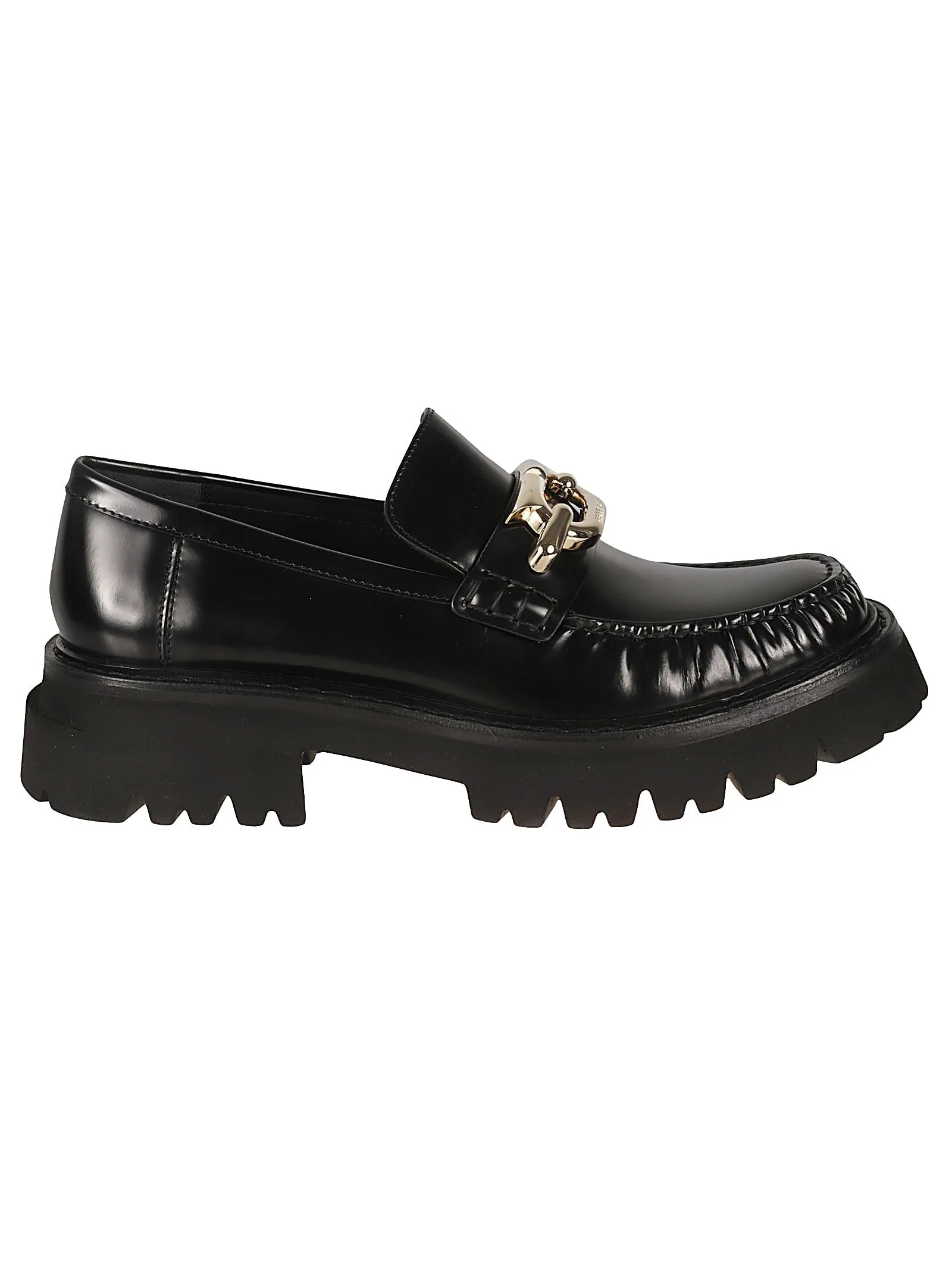 Ferragamo Gancini Hook-Buckle Leather Loafers for Women