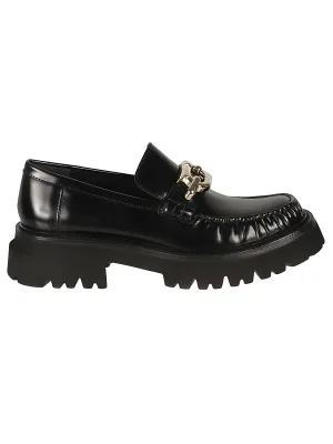 Ferragamo Gancini Hook-Buckle Leather Loafers for Women
