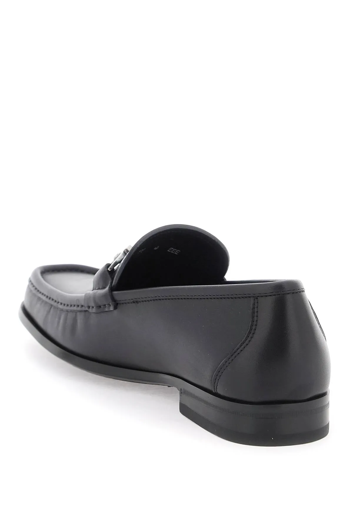 Ferragamo Sophisticated Black Leather Loafers for Men with Iconic Gancini Hook