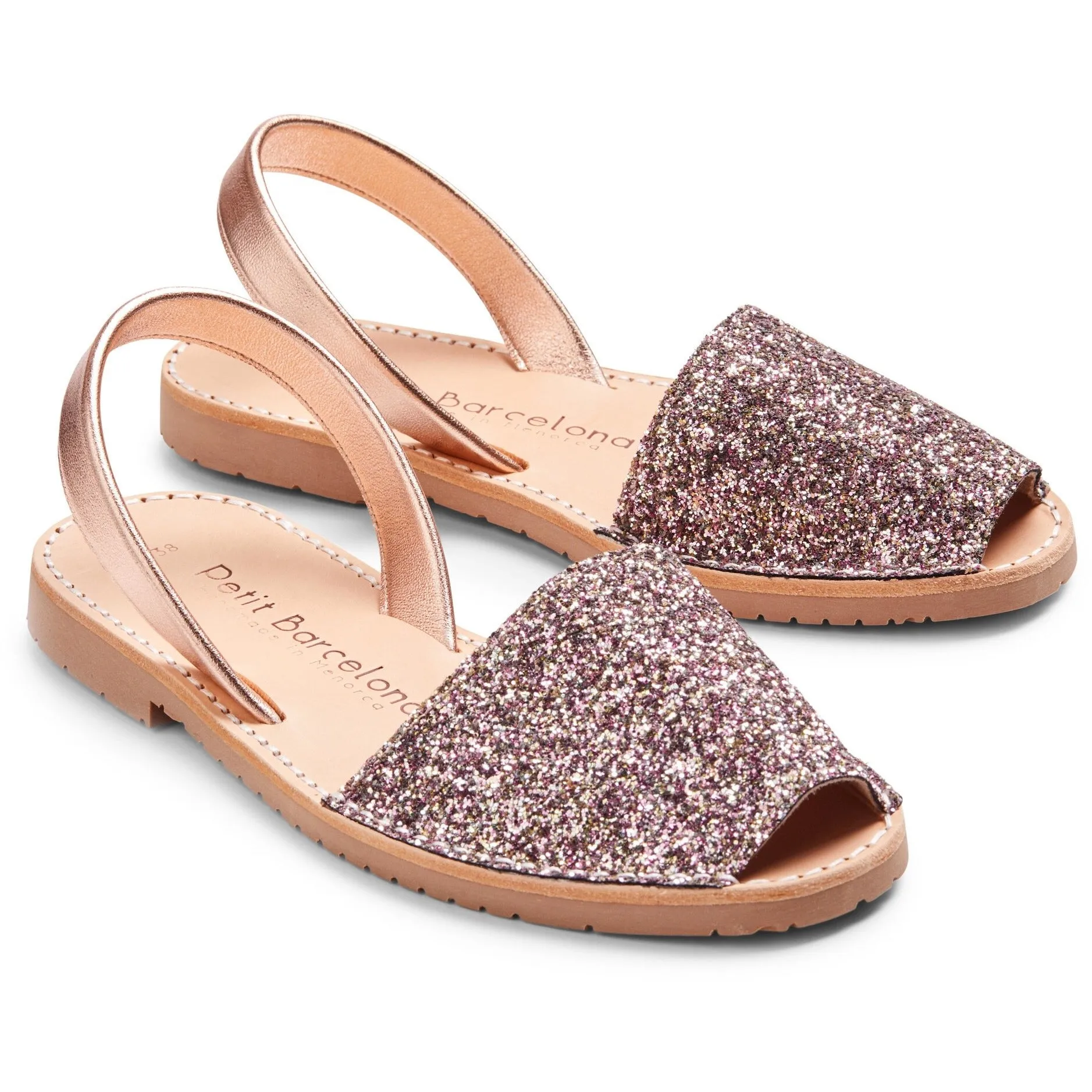 Flat Avarcas | Rose Mocha Glitter (Padded)
