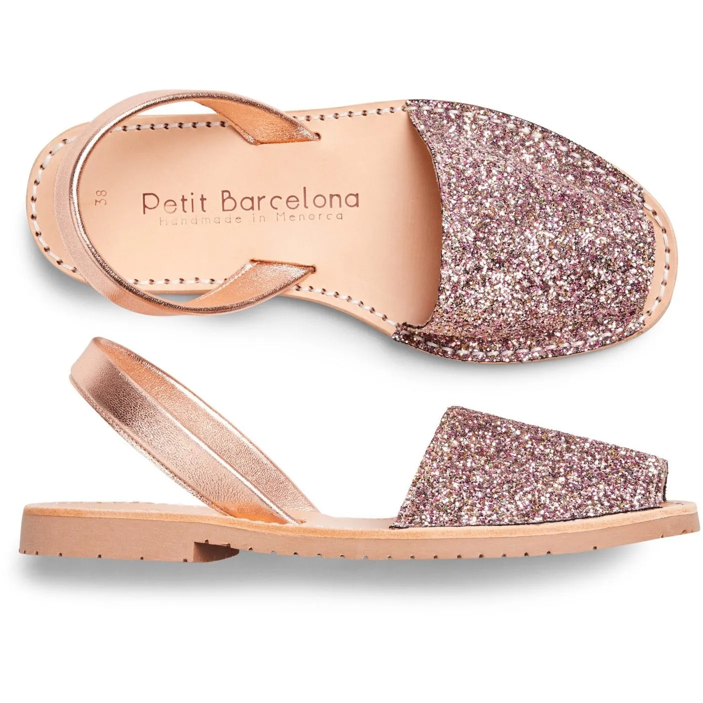Flat Avarcas | Rose Mocha Glitter (Padded)