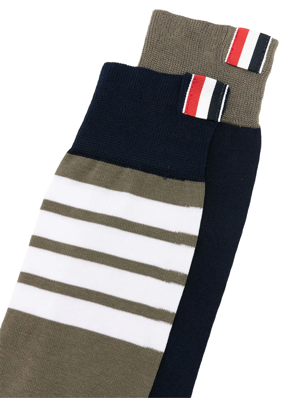 Funmix Cotton 4-Bar Mid Calf Socks (Dark Green)