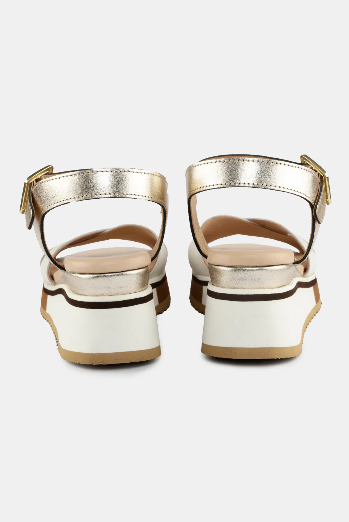 Gigi Wedge Heels - White   Gold