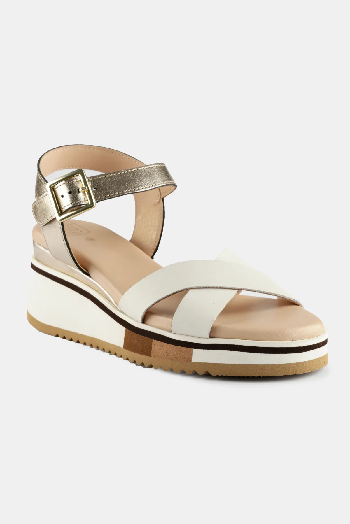 Gigi Wedge Heels - White   Gold