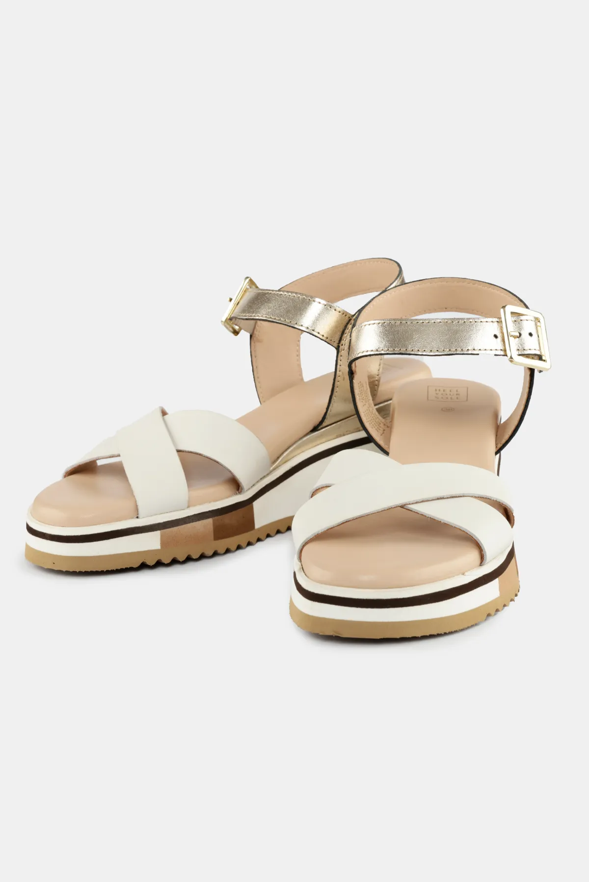 Gigi Wedge Heels - White   Gold