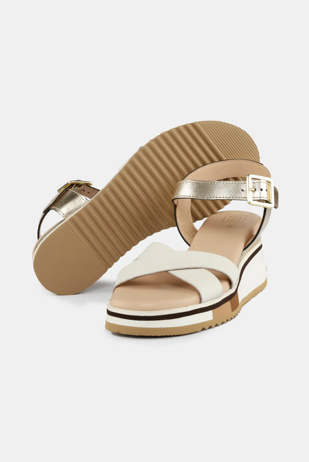 Gigi Wedge Heels - White   Gold