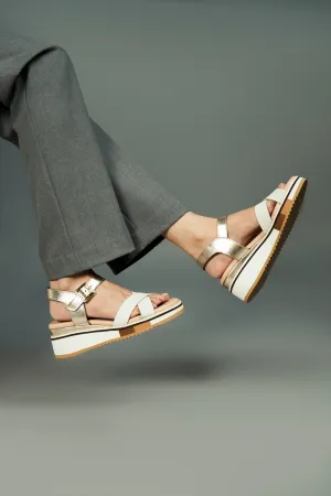 Gigi Wedge Heels - White   Gold