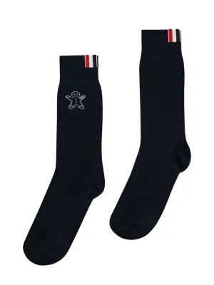 Gingerbread Mr. & Mrs. Thom Cotton Mid Cuff Socks (Navy)