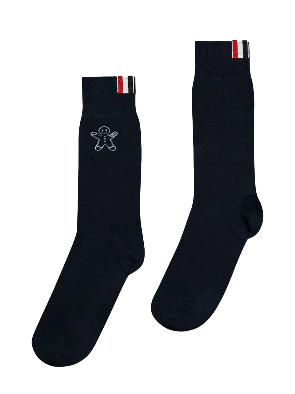 Gingerbread Mr. & Mrs. Thom Cotton Mid Cuff Socks (Navy)