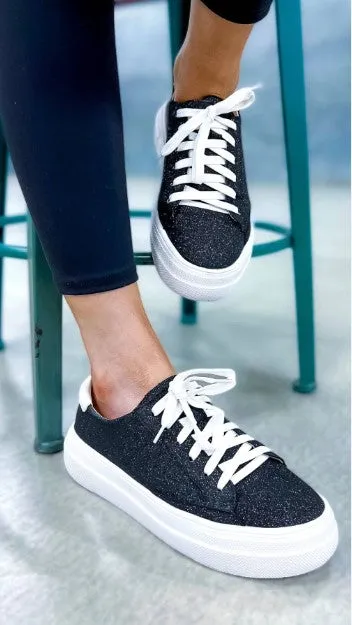 GLARING BLACK GLITTER SNEAKERS