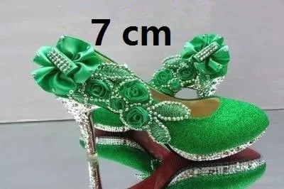 Glitter Gorgeous Evening Party Crystal Floral High Heels