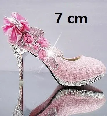 Glitter Gorgeous Evening Party Crystal Floral High Heels