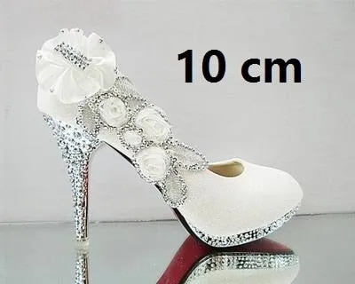 Glitter Gorgeous Evening Party Crystal Floral High Heels