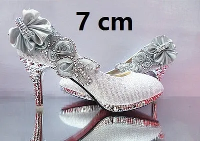 Glitter Gorgeous Evening Party Crystal Floral High Heels
