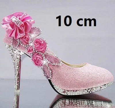 Glitter Gorgeous Evening Party Crystal Floral High Heels