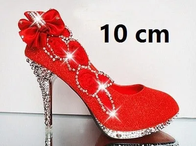 Glitter Gorgeous Evening Party Crystal Floral High Heels