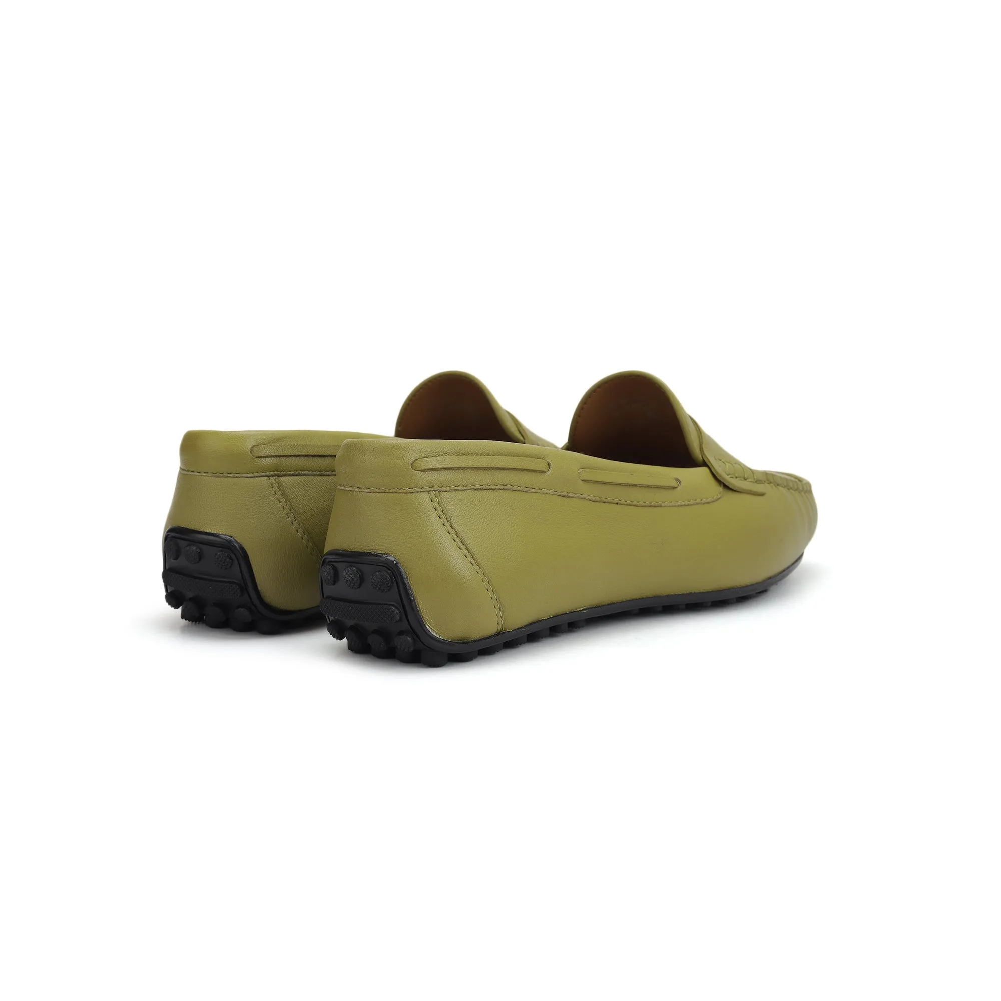 Green Moccasins With Panel