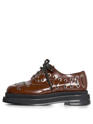 HEART TOE PLATFORM LACE UP GROMMET BROGUE