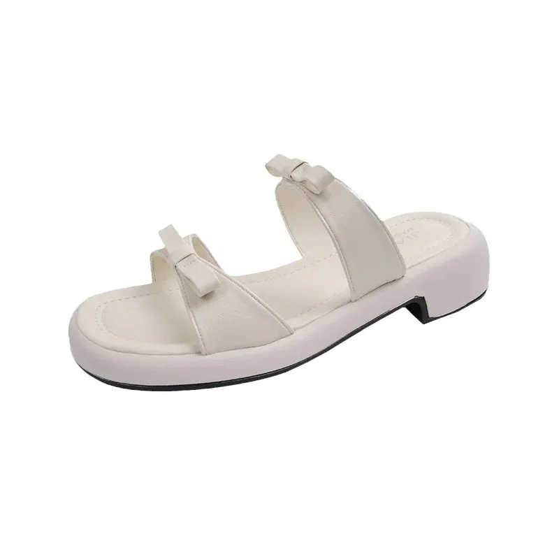 Hnzxzm 2024 New Summer Woman Slippers Fashion Open Toe Low Heel Silvery Ladies Comfort Beach Shoes