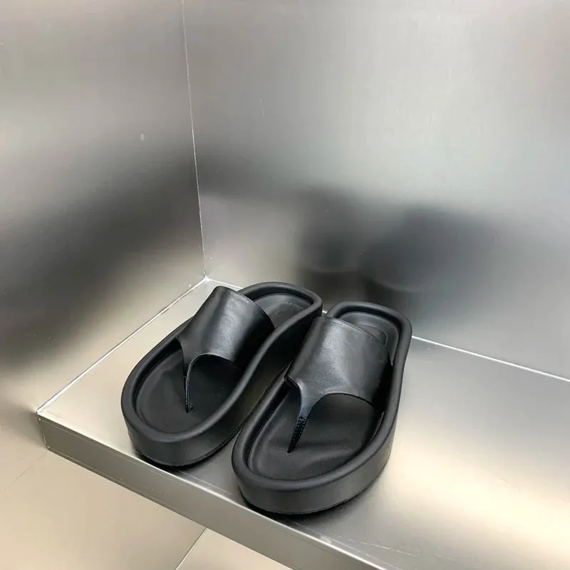 Hnzxzm 2024 Summer Clip Toe Women Slippers Fashion Elegant Soft Sole Slides Shoes Ladies Casual Beach Platform Flats Sandalias