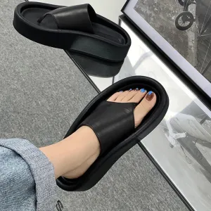 Hnzxzm 2024 Summer Clip Toe Women Slippers Fashion Elegant Soft Sole Slides Shoes Ladies Casual Beach Platform Flats Sandalias