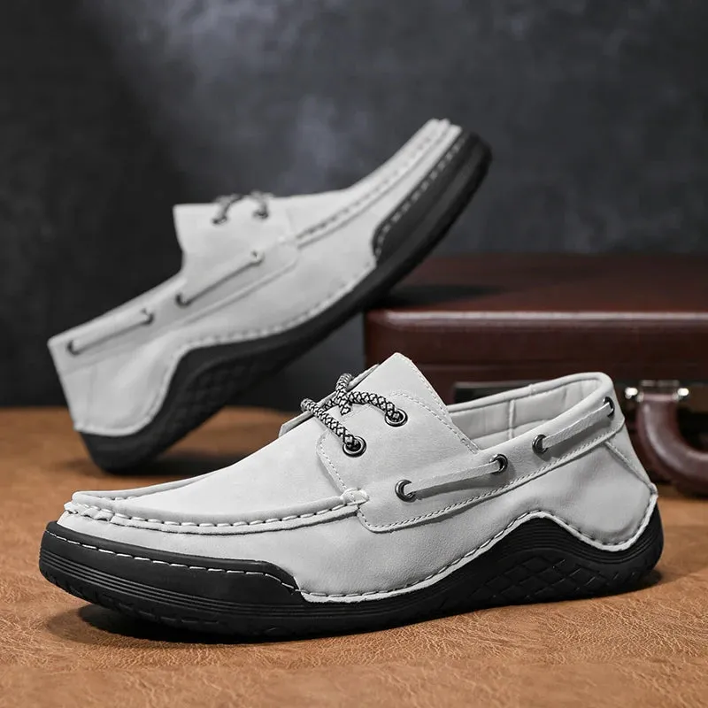 Hnzxzm Handmade Leather Men Shoes lace up Casual genuine Leather Shoe Men Comfort Walking Shoes Manual soft bottom Shoes men moccasins