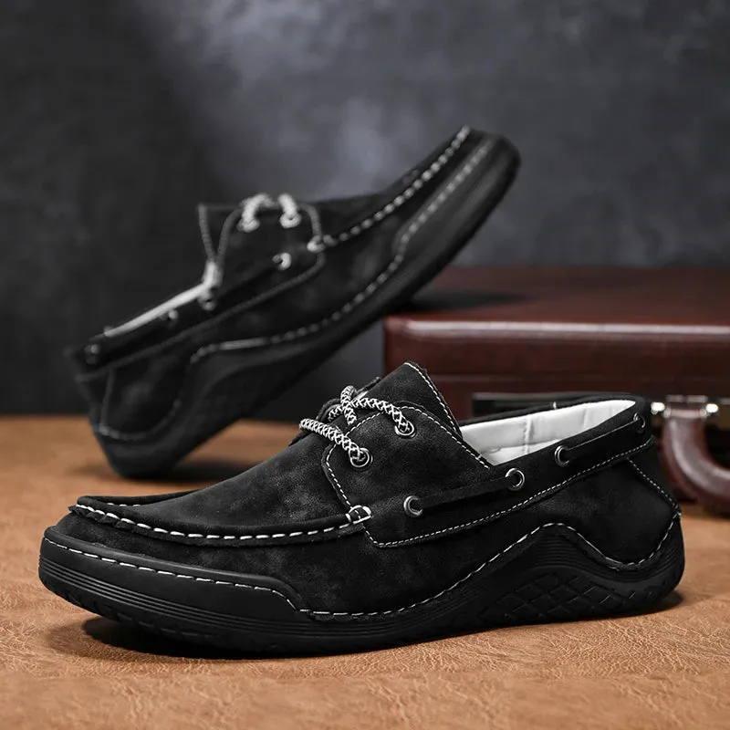 Hnzxzm Handmade Leather Men Shoes lace up Casual genuine Leather Shoe Men Comfort Walking Shoes Manual soft bottom Shoes men moccasins