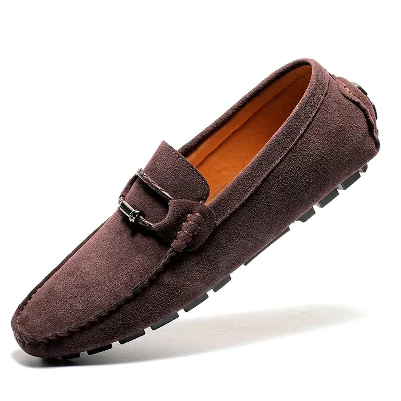 Hnzxzm Leather Men Shoes Casual Flats Men Shoes Breathable Loafers Genuine Leather Slip Moccasins Comfortable Checkered