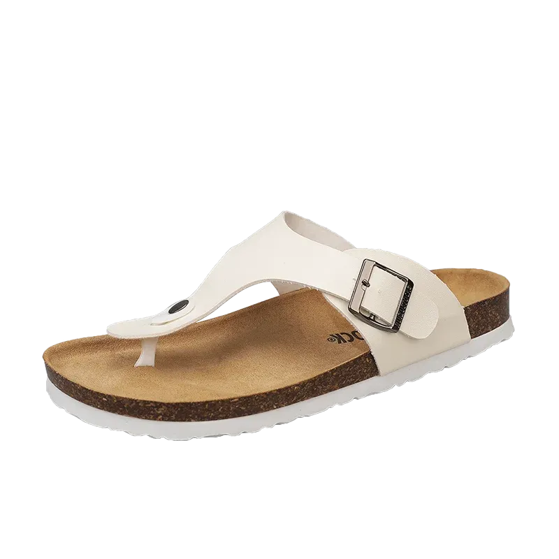 Hnzxzm Men Cork Flip Flops Women Summer Casual Soft Slippers Beach Slide Flats Sandals Couple Fashion Buckle House Outside Shoes