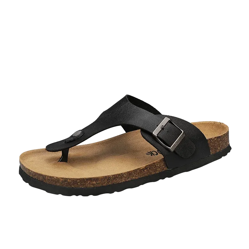 Hnzxzm Men Cork Flip Flops Women Summer Casual Soft Slippers Beach Slide Flats Sandals Couple Fashion Buckle House Outside Shoes