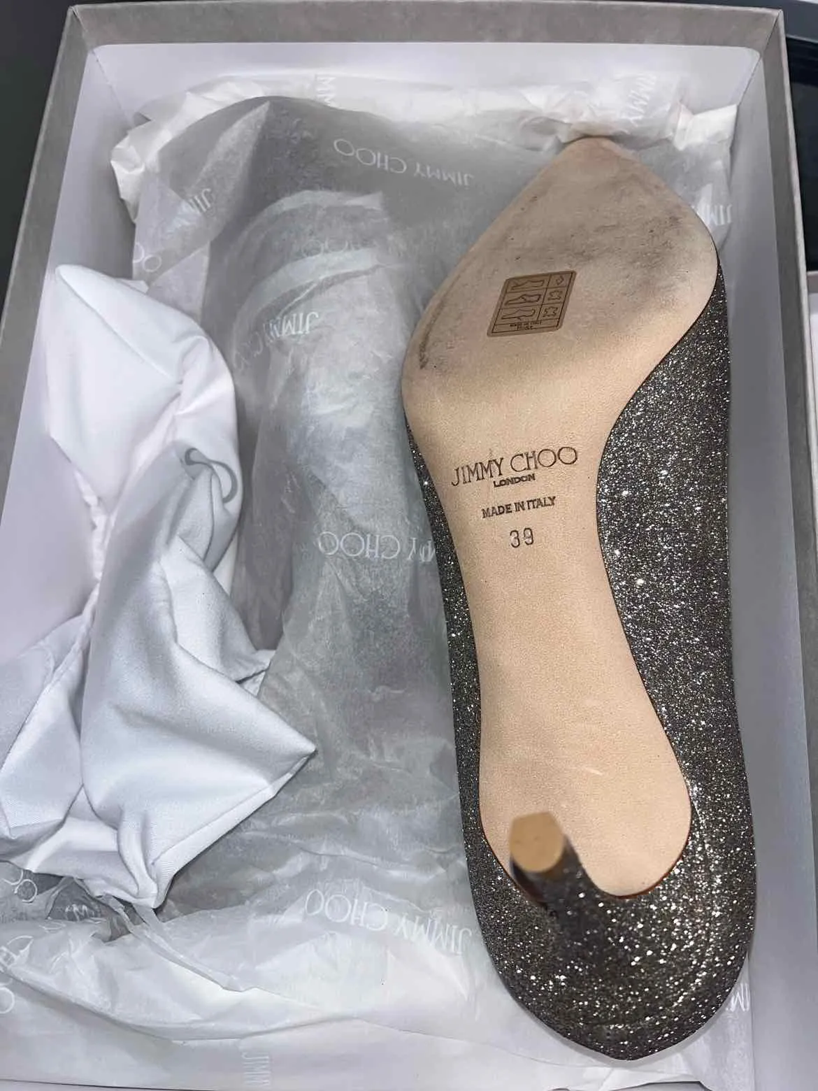Jimmy Choo Romy 60 Silver Size 39 Shoes
