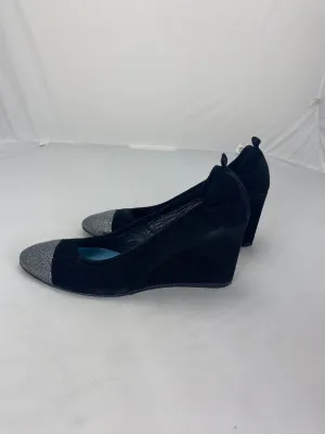 Lanvin black suede wedge pumps size UK7/US9
