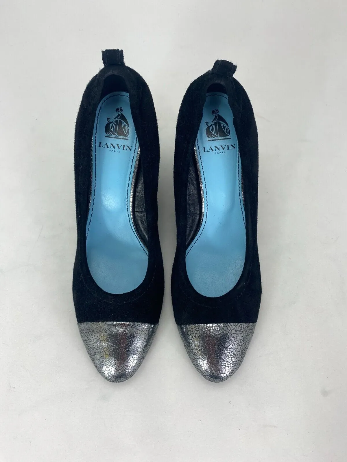Lanvin black suede wedge pumps size UK7/US9
