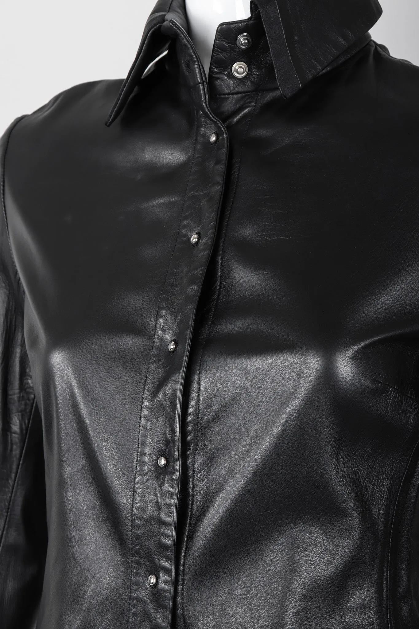 Leather Folded Cuff Shirt