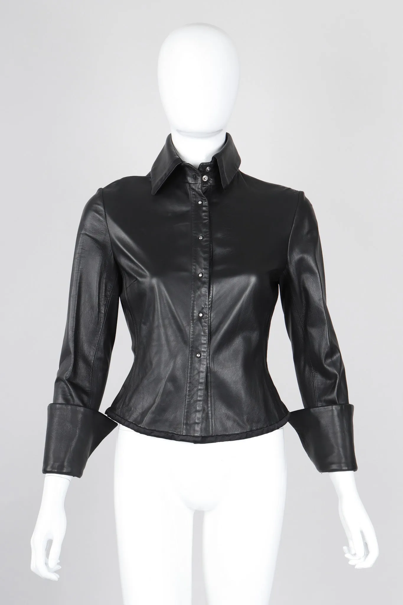 Leather Folded Cuff Shirt
