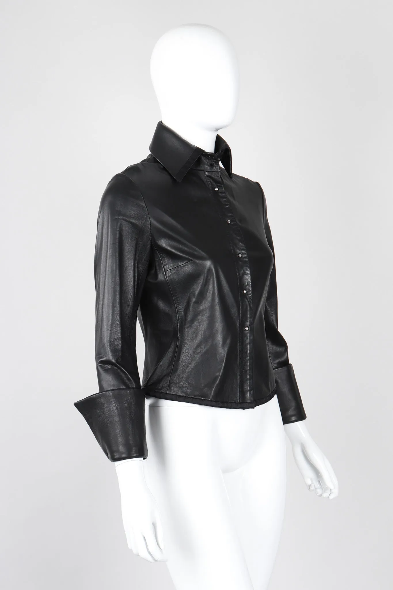 Leather Folded Cuff Shirt