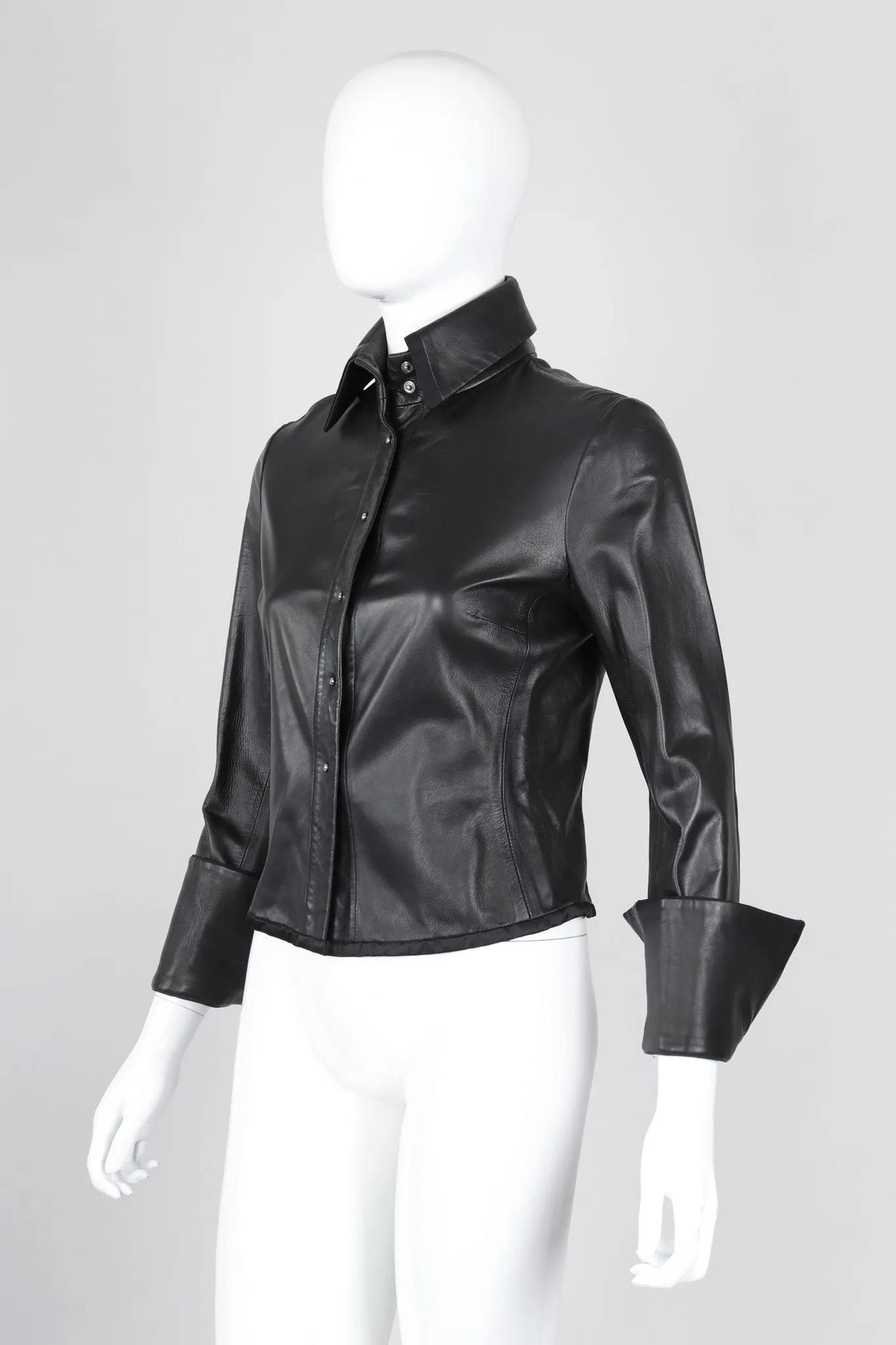 Leather Folded Cuff Shirt