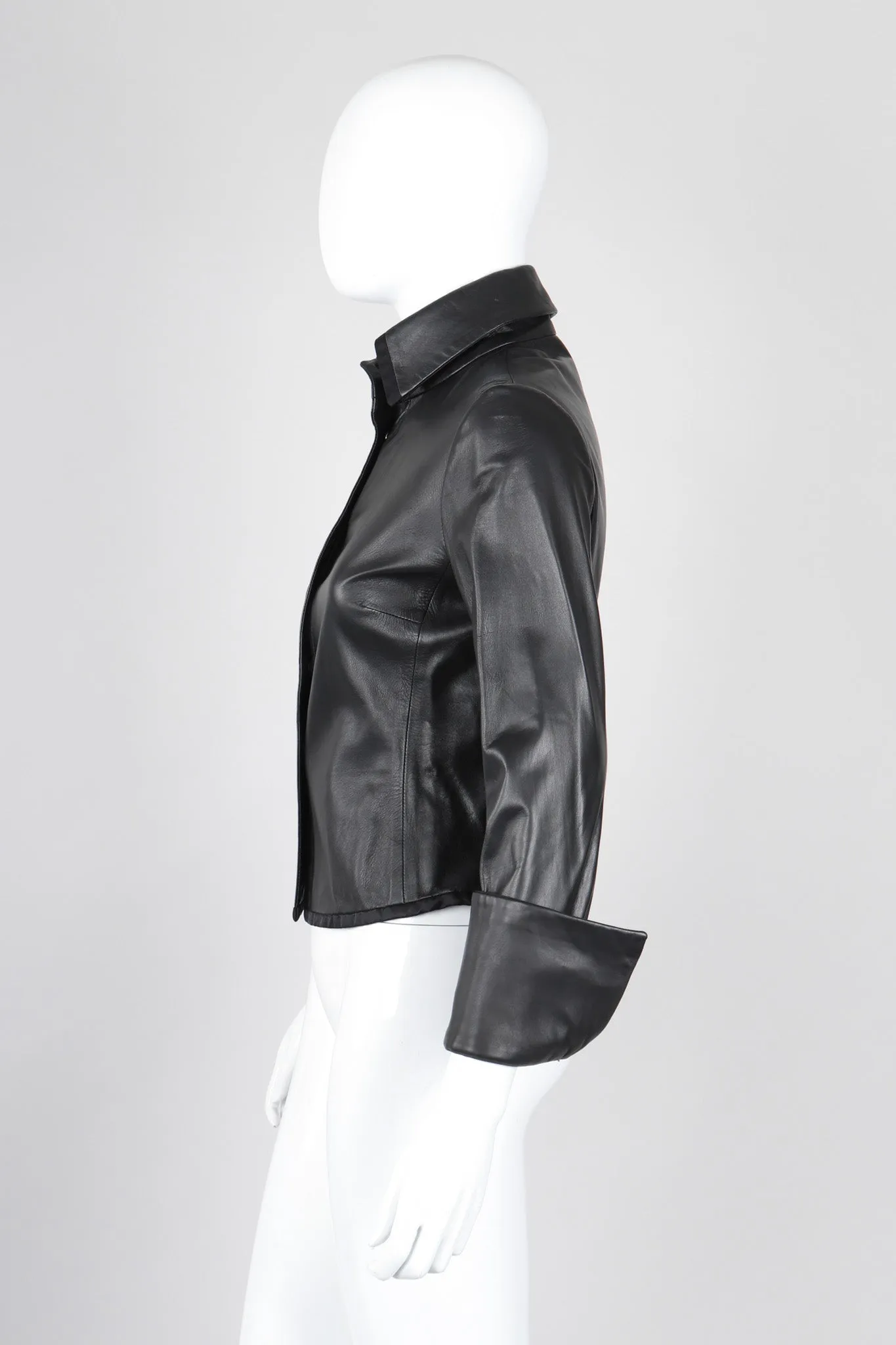 Leather Folded Cuff Shirt